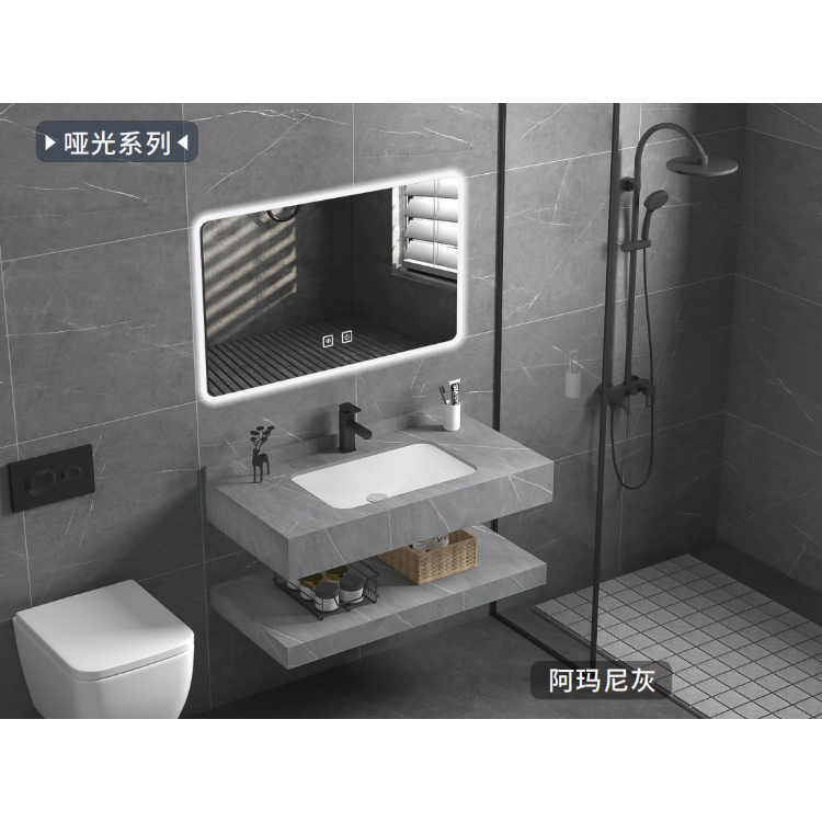 Modern Luxury Hotel Wall Mount Bathroom Vanity Floating Cabinet with Sink OEM Rectangle Slab