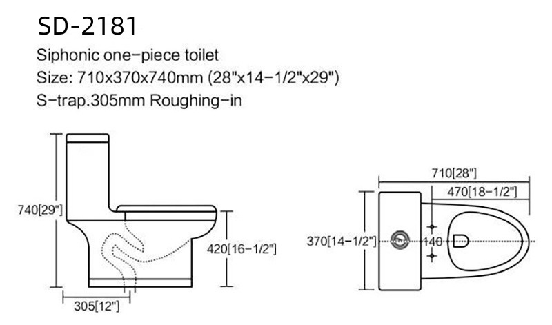 cUPC American Style 10 Years Warranty Wc Bathroom Modern 305mm Strap Floor Mounted Ceramic Siphonic Flush One Piece Toilet