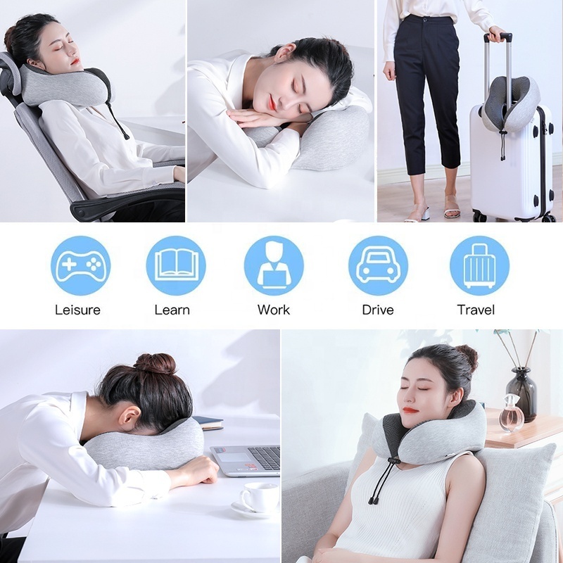 Cooling Set Eye Mask Neck Rest Cushion 3 in1 U Shape Memory Foam Travel Neck Pillow