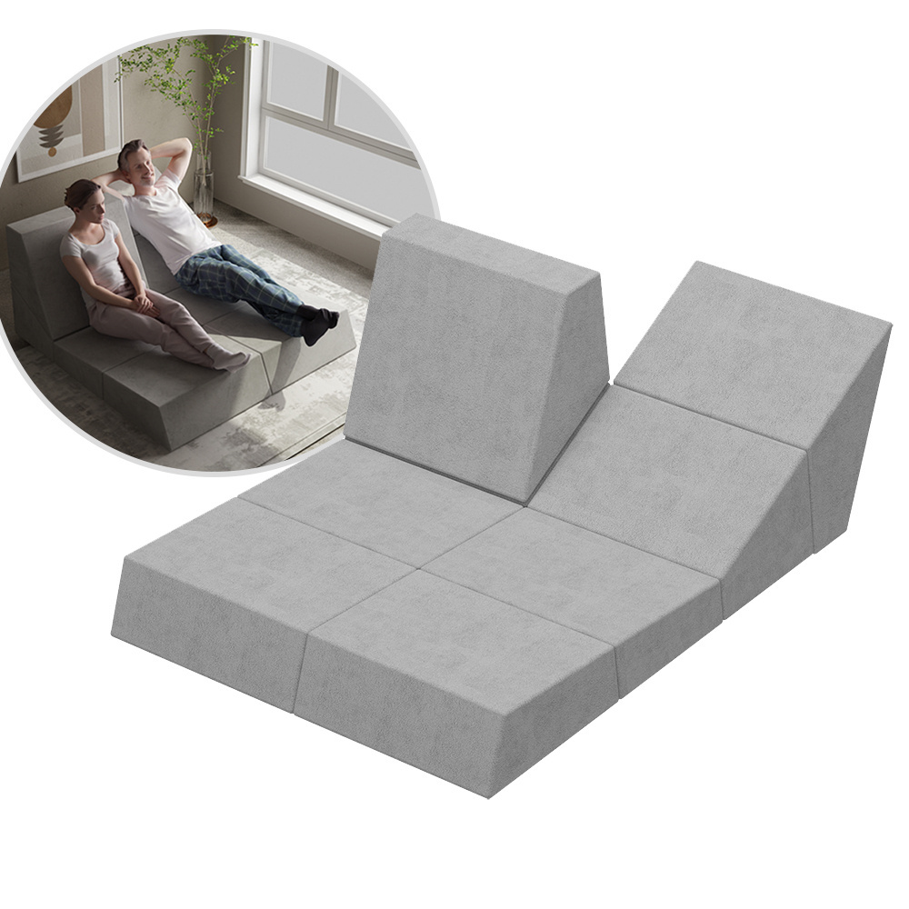 New Popular Multi-functional Living Room Sofa Bed Transformer Modular Foam Piece 8pcs/set Double Seat Adjustable Leisure Sofa