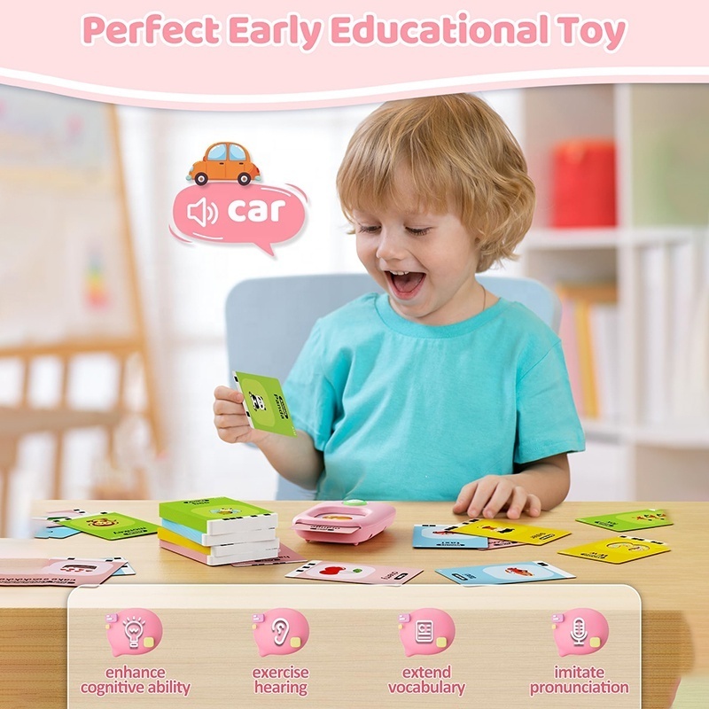 Spanish/English Talking Flash Cards Early Education Machine Audible Electronic Language Learning Interactive Device