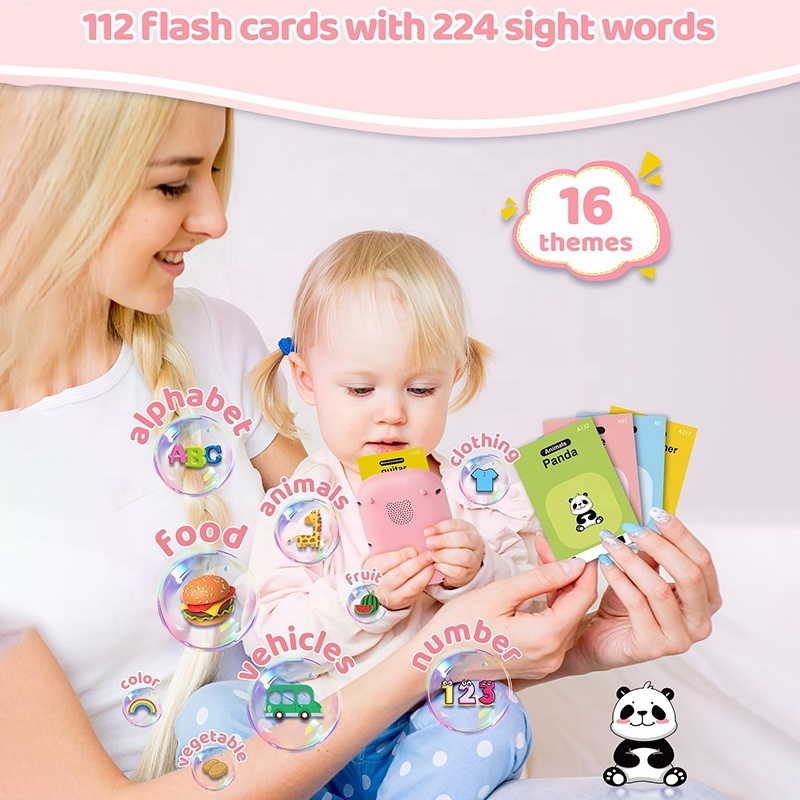 Spanish/English Talking Flash Cards Early Education Machine Audible Electronic Language Learning Interactive Device