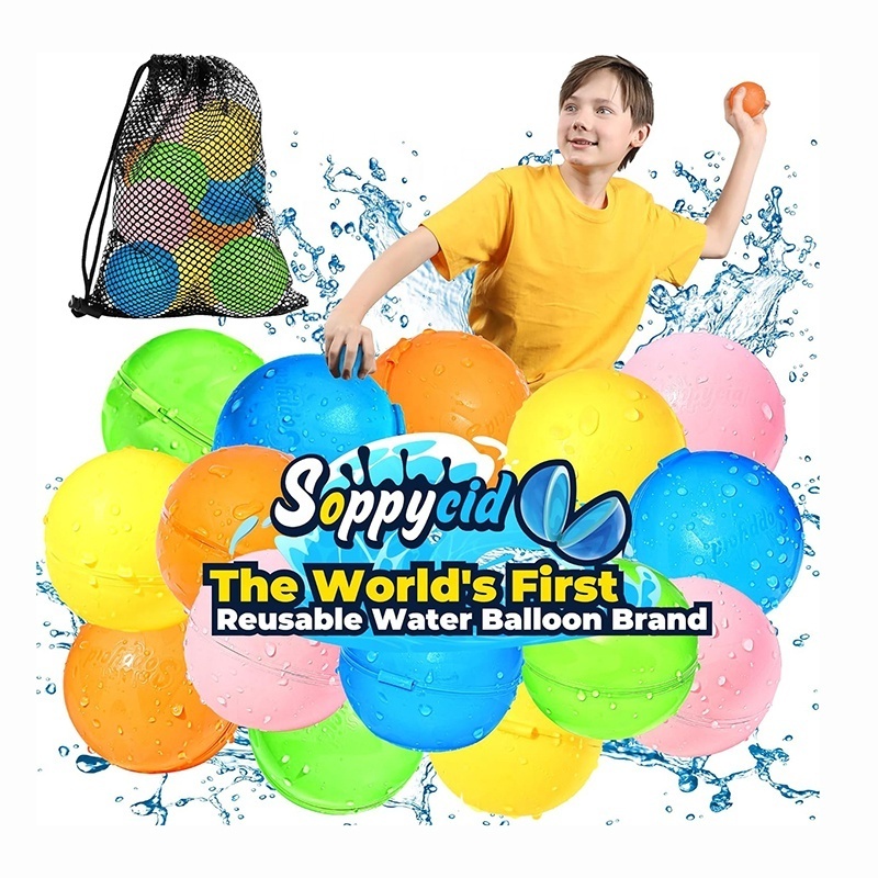 Summer Water Toys Silicone Magnetic Water Bomb Ball Refill Reusable Water Balloons Quick Fill Self Sealing Soppycid