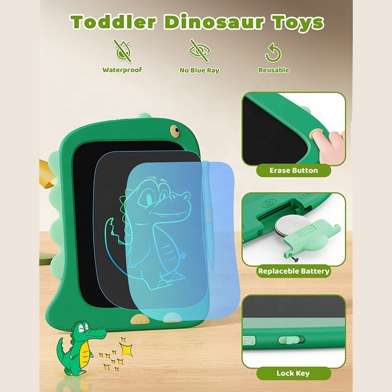 Learning Educational Cartoon Dinosaur Toys Gift Set 8.5inch Kids Drawing Board Lcd Writing Tablets Color Drawing Board For Kids