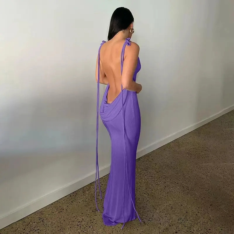 Sexy Party Halter Evening Gown Long Dress Women Lady Elegant High Quality Backless Maxi Dress