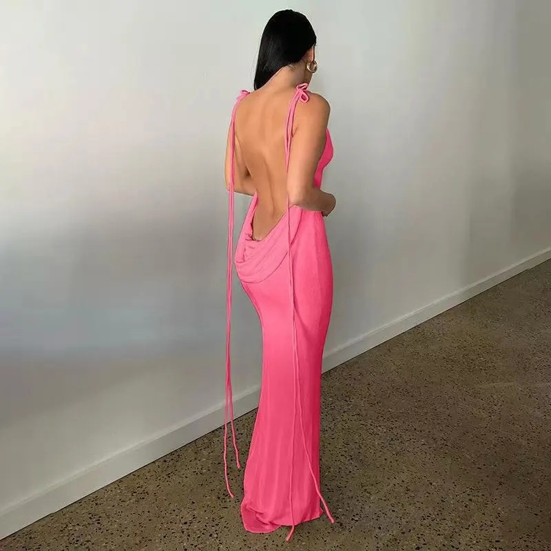 Sexy Party Halter Evening Gown Long Dress Women Lady Elegant High Quality Backless Maxi Dress