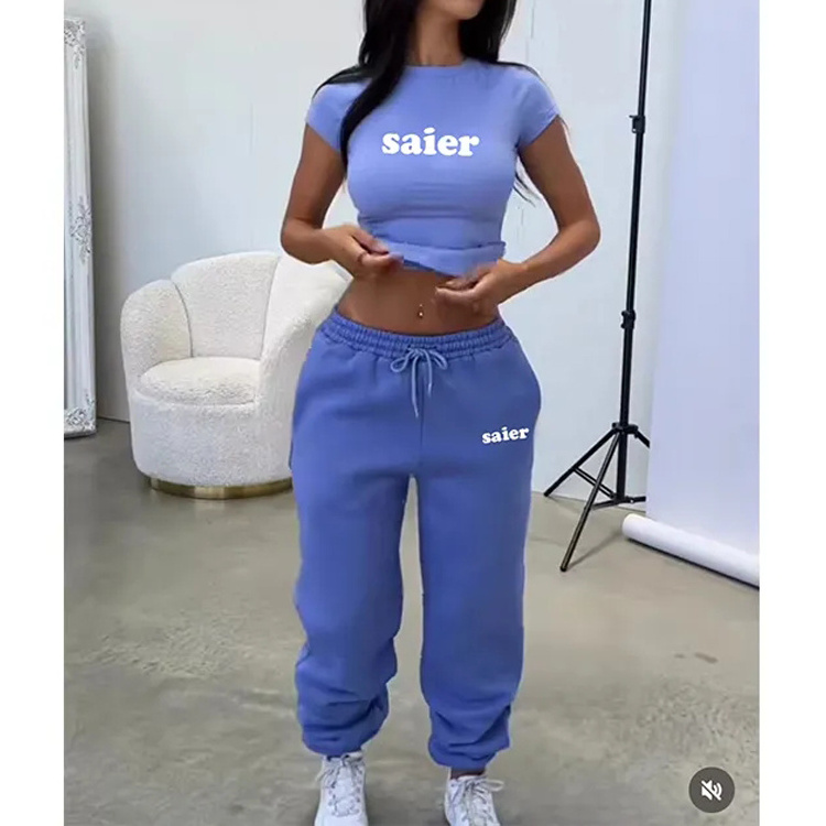 2 piece set women summer women's clothing fall 2023 custom ladies ribbed crop tank top and pants set