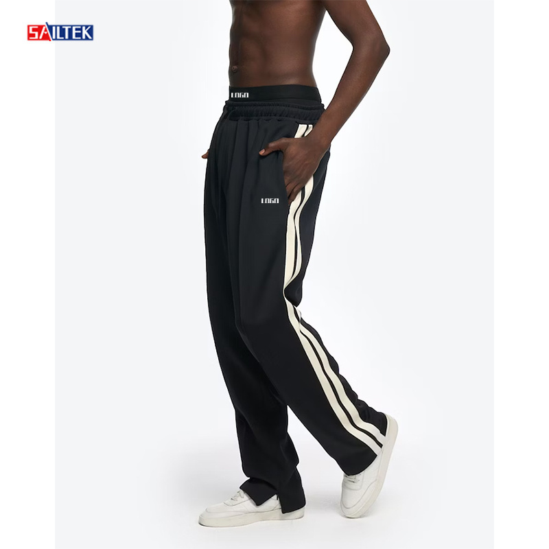 Wholesale Custom Man Track Pants High Quality Baggy Side Striped Jogging Sweatpants Men