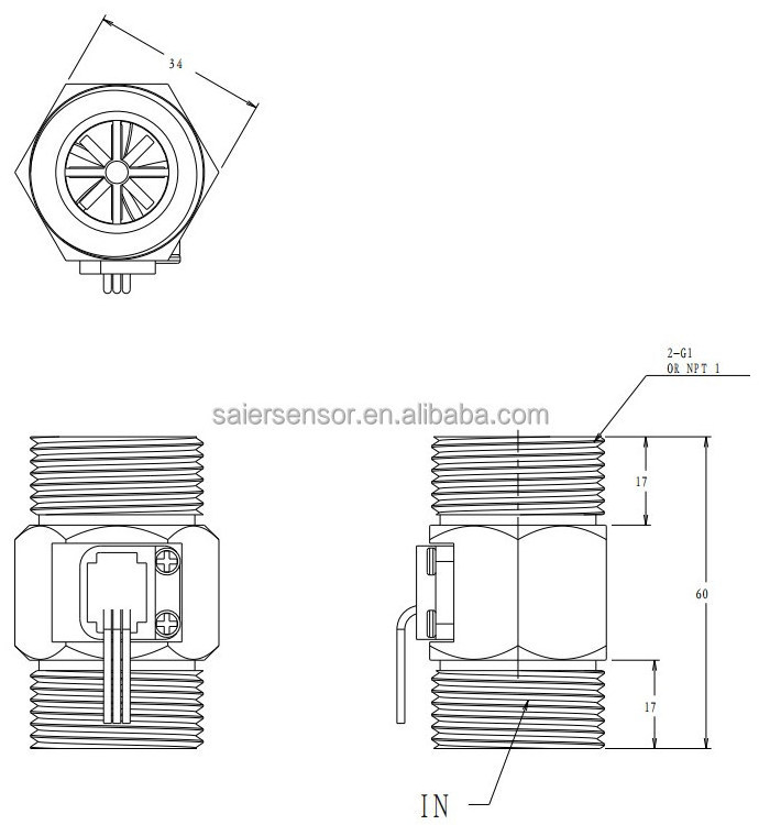 DN25 Stainless Steel Flow Meter 3-24v dc Magnetic Hall Effect Liquid Flow Sensor 4-45L/Min Turbine Water Flow Sensor