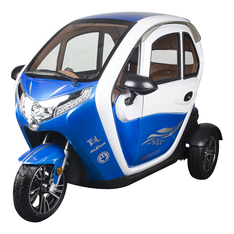 Fully Enclosed Mobility Motor Bike with Cabin Three Wheels Cargo Electric Tricycle Motorcycle Rickshaw Black Lithium 60V Closed