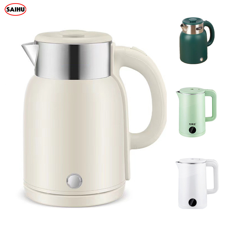 Custom Service stainless steel Double Wall 2 Liter beige cream color kettle electric for hotel appliances