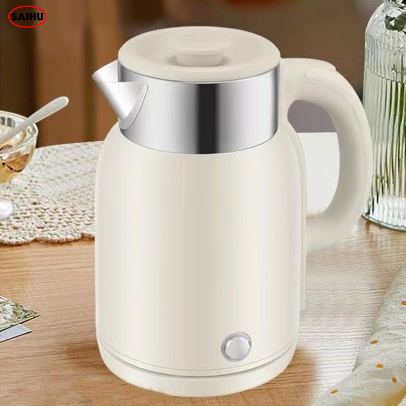 Custom Service stainless steel Double Wall 2 Liter beige cream color kettle electric for hotel appliances