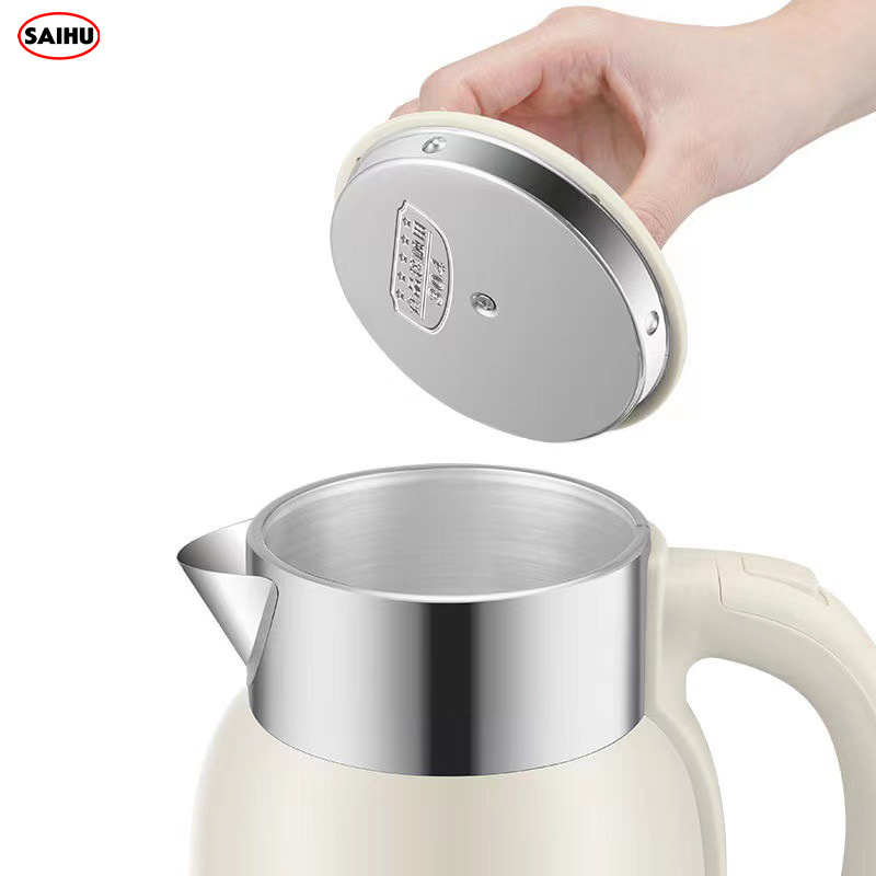 Custom Service stainless steel Double Wall 2 Liter beige cream color kettle electric for hotel appliances