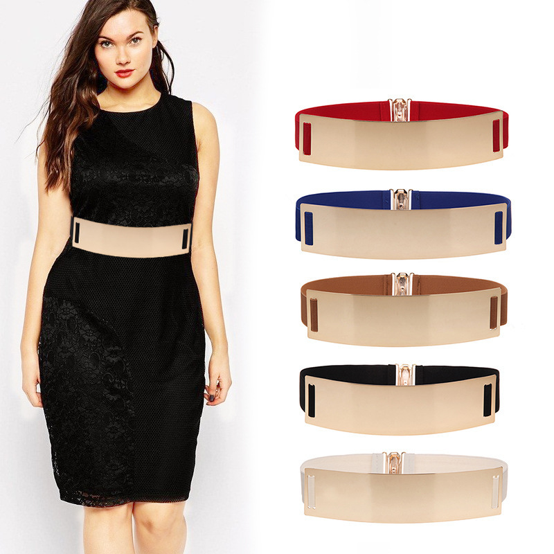 Women's Mirror Stretch Waist Dress Belt Skinny Belt for Women Dress Waist Metal Plain Mirror Elastic Belt