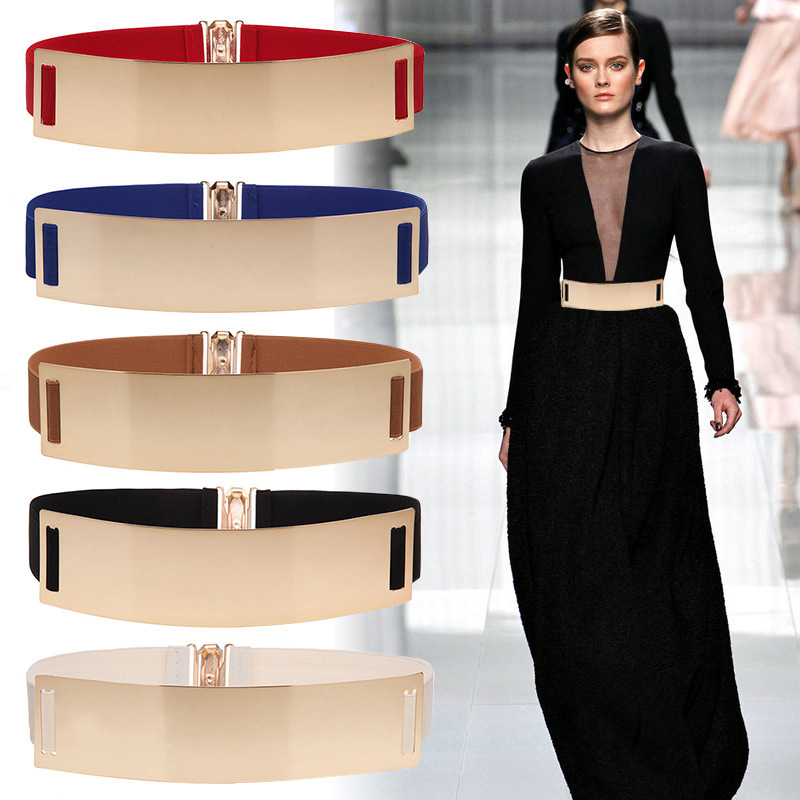 Women's Mirror Stretch Waist Dress Belt Skinny Belt for Women Dress Waist Metal Plain Mirror Elastic Belt