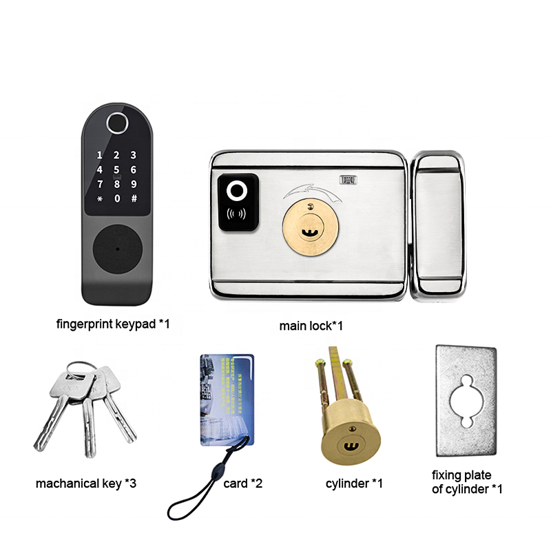 Waterproof Outdoor Gate Rim Lock NFC Double Sided Fingerprint Smart Lock Tuya and TT lock