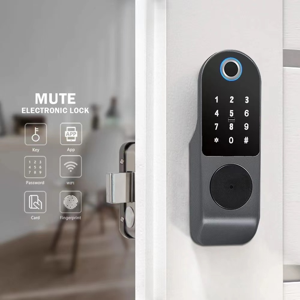 Tuya/ttlock double sided fingerprint smart App rim Fence metal gate door lock with NFC waterproof