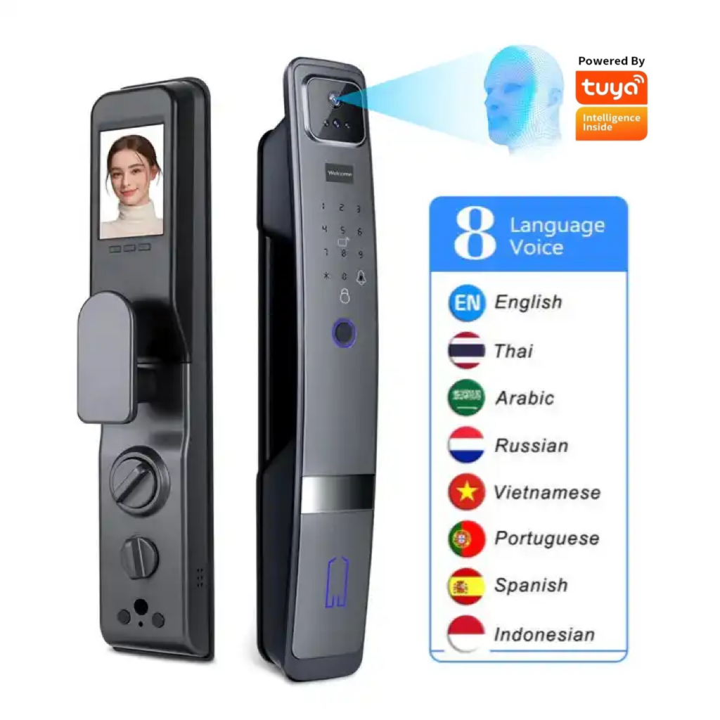 Electronic Tuya APP Camera 3D Face Recognition Screen Fingerprint Smart Door Camera Lock