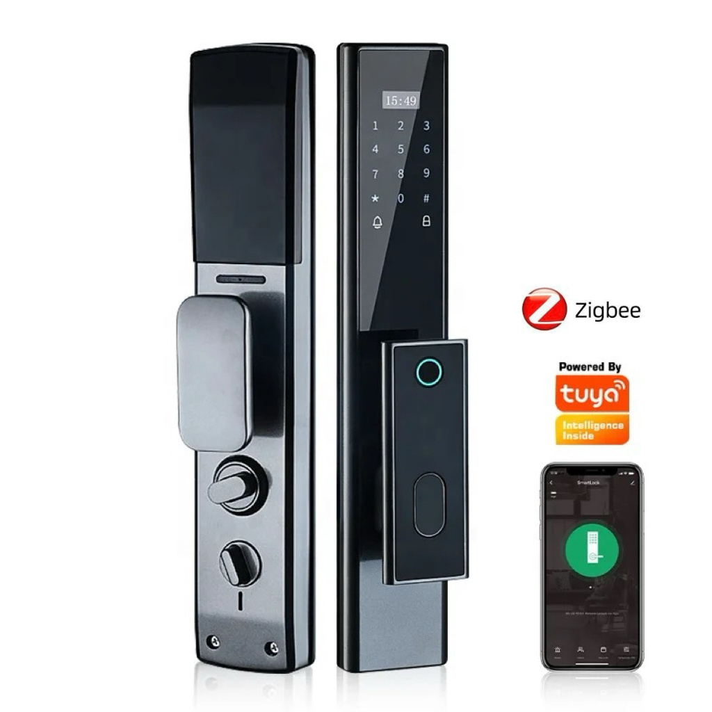 Hotselling Keyless Tuya Zigbee Door Lock with Push Pull Handles WIFI Security code key Door Smart Lock