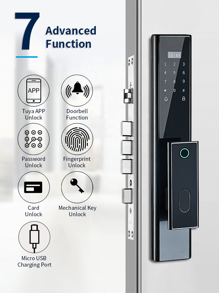 Hotselling Keyless Tuya Zigbee Door Lock with Push Pull Handles WIFI Security code key Door Smart Lock