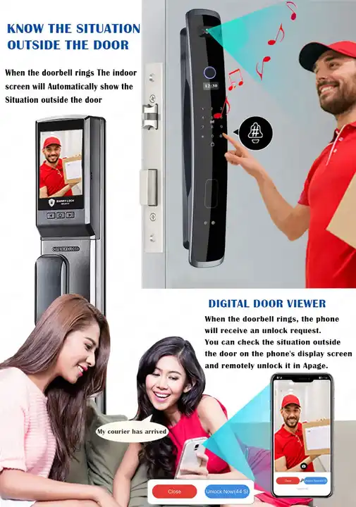 Face Recognition Digital Keypad Door Lock Biometric Fingerprint Intelligent Security Push Pull Smart Door Lock