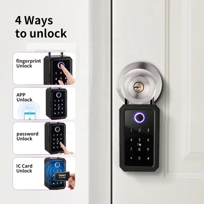 Tuya Smart Life App Outdoor Waterproof intelligent safe lock wall smart key box work Alexa smart Fingerprint key box