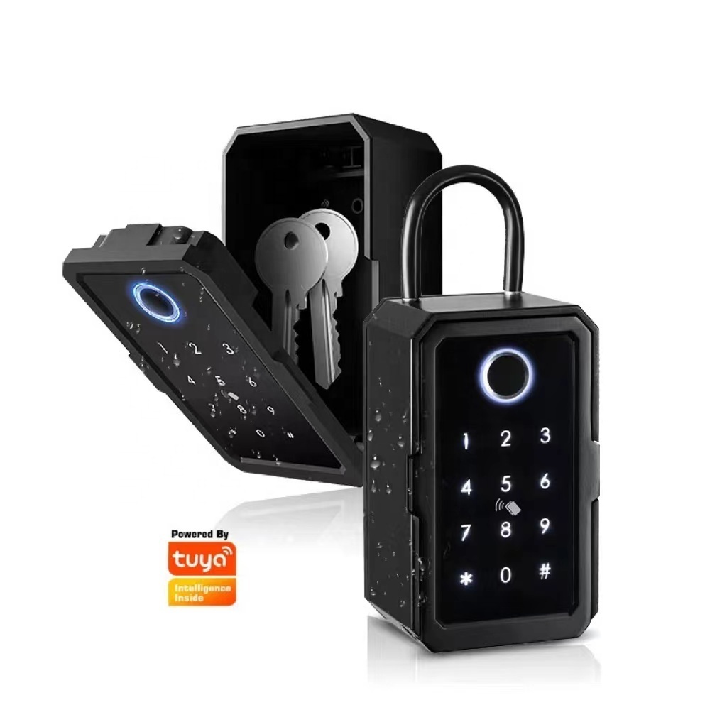 Tuya Smart Life App Outdoor Waterproof intelligent safe lock wall smart key box work Alexa smart Fingerprint key box