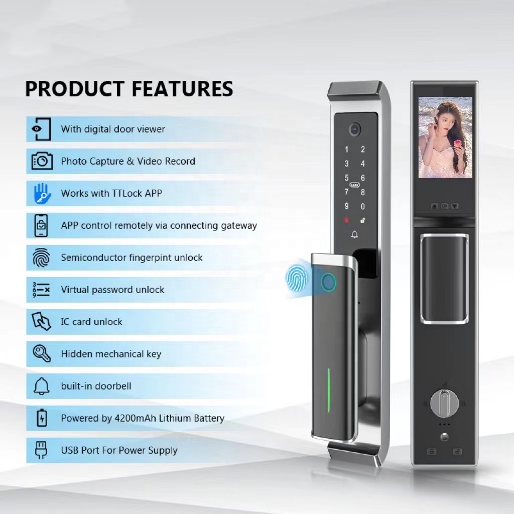 Fully automatic TTlock finger print lock gate security intelligent electronic fingerprint digital smart door locks