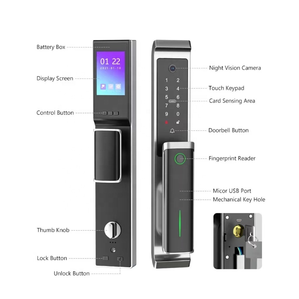 Fully automatic TTlock finger print lock gate security intelligent electronic fingerprint digital smart door locks