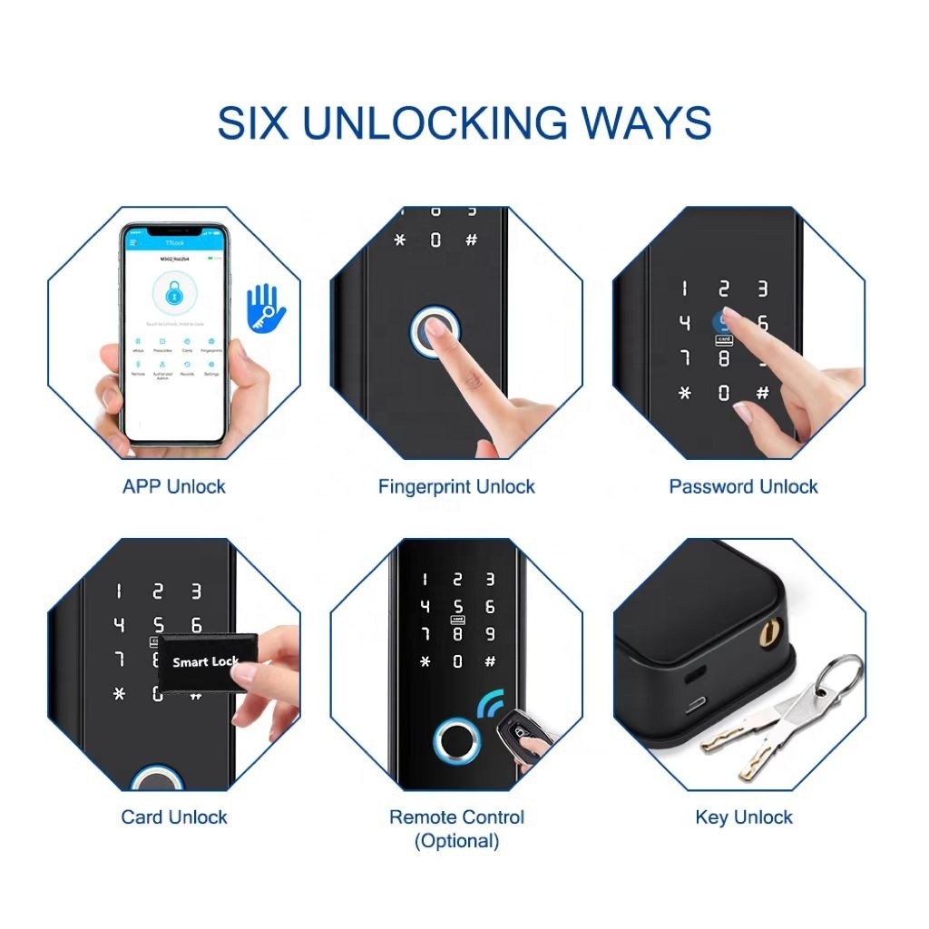 SAIJIA Waterproof Tuya Metal Outdoor Gate Double Sided Fingerprint gate Smart door Lock with Ttlock APP