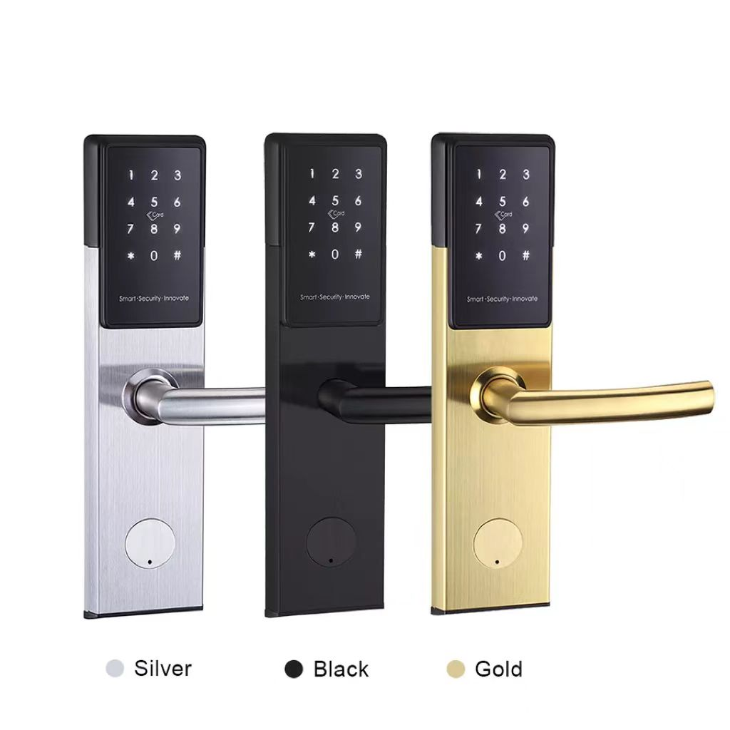 Stainless steel Keyless Entry Zigbee App Controlled Card Encoder Digital Password E-key Tuya SaaS Hotel Door Lock for Smart Hote