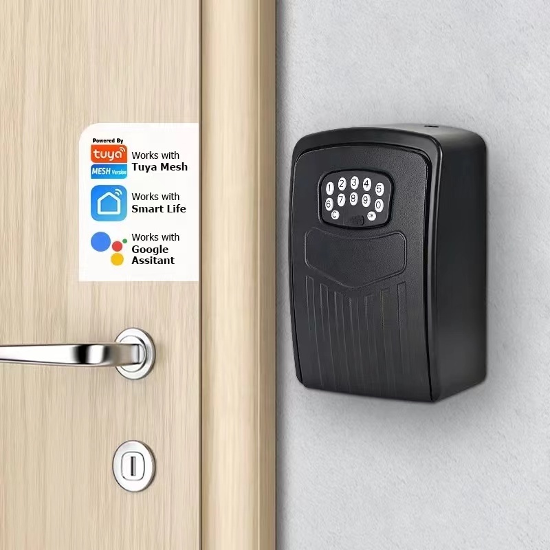 Outdoor Wall Mounted Smart Key Safe Storage Box Tuya WiFi APP Digital Key Card Fingerprint Security Smart Lock Box