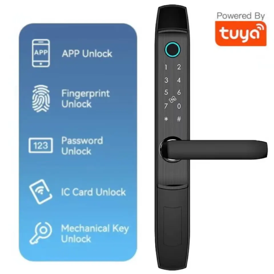 New Design IP65 Waterproof sliding Tuya App Passcode Smart french Door Lock for Home Apartment