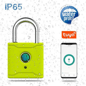 2023 New Arrival Brass Biometric Security Smart Alarm Tuya APP Wifi Fingerprint Padlock with waterproof Padlock