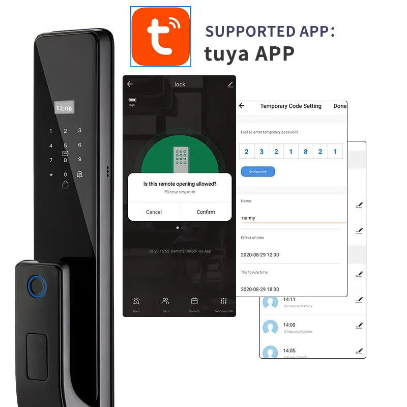 Smart lock WIFI APP Smart Door Lock Aluminum Fingerprint Inside Digital Handle Keyless Tuya Smart Lock