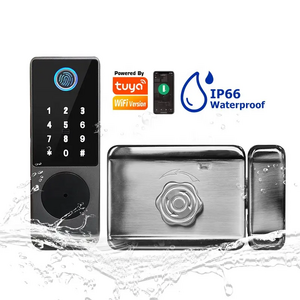 Newest Design IP65 Waterproof Smart Door Lock Tuya WiFi Fingerprint Home Lever Rim Lock Gate Lock