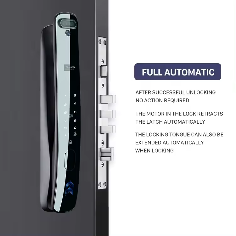 RFID smart door lock keyless tuya wifi fingerprint push pull home lock with camera biometric door Lock Airbnb Cerradura