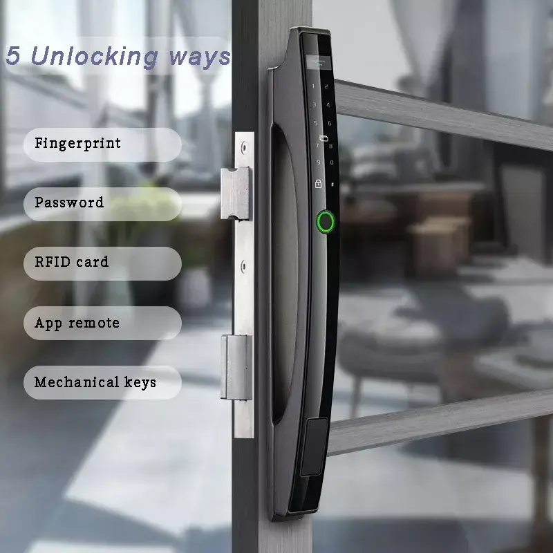 Automatic electric lock for Aluminum glass sliding door tuya app 3d face recognition smart door lock waterproof outdoor