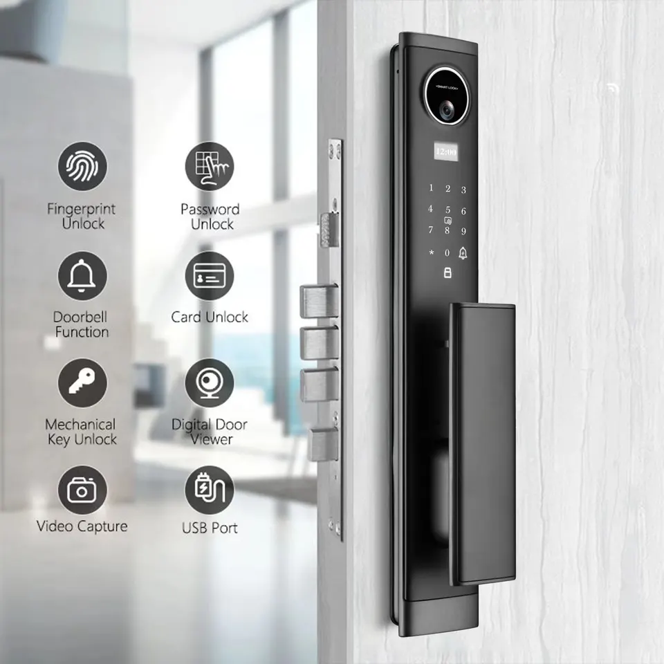 Smart Home Automatic Face Recognition Video Intercom door  lock Tuya Wifi Fingerprint Temporary password Camera Smart Door Lock