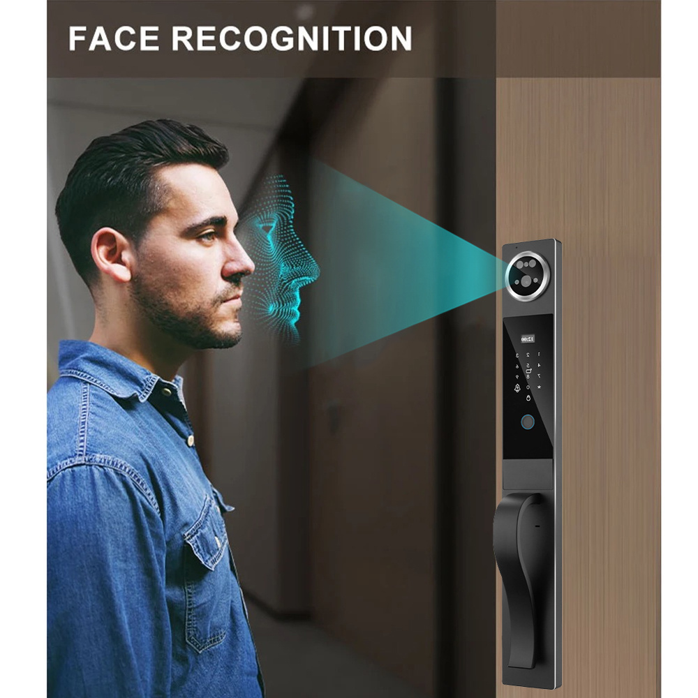 Luxury outdoor IP65 waterproof biometric fingerprint Face recognition smart door lock for gate door keyless Wifi Lock