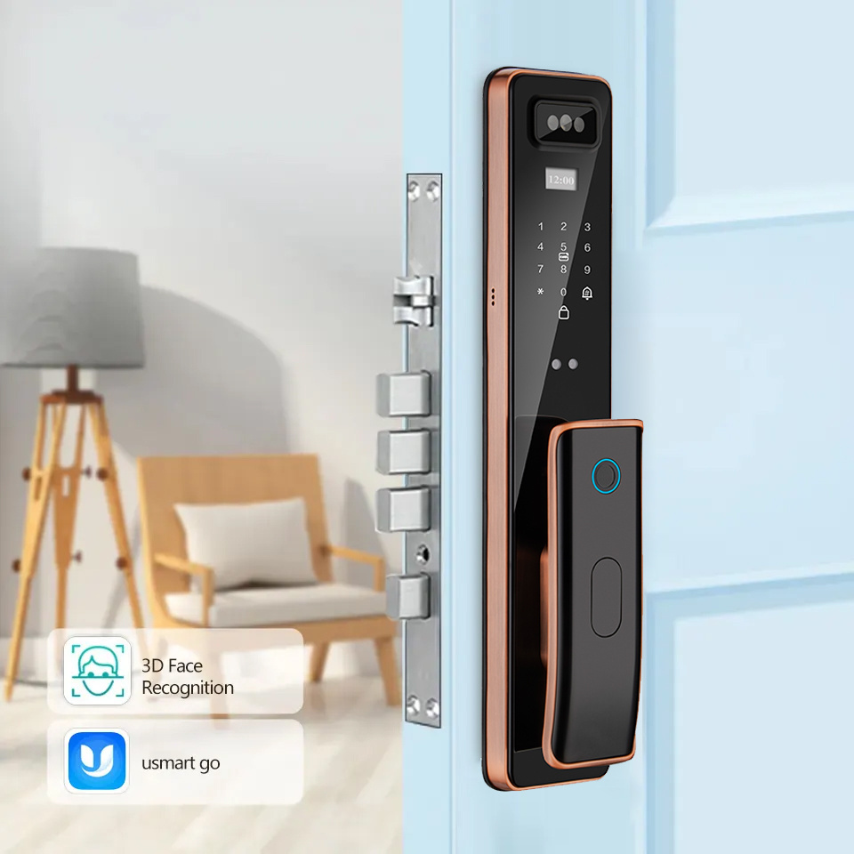 New Design Safety wifi  face recognition Locks Waterproof Fingerprint locks Smart Camera Door Lock with Video Dobell