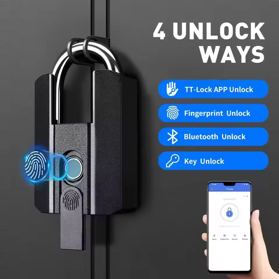 high quality IP65 Security Intelligent Digital Smart TTlock APP Electronic Smart Padlock with Key