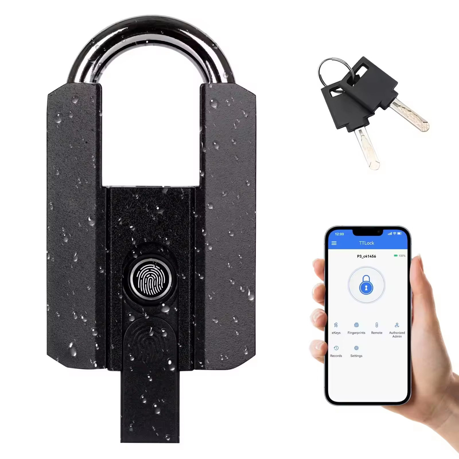 high quality IP65 Security Intelligent Digital Smart TTlock APP Electronic Smart Padlock with Key