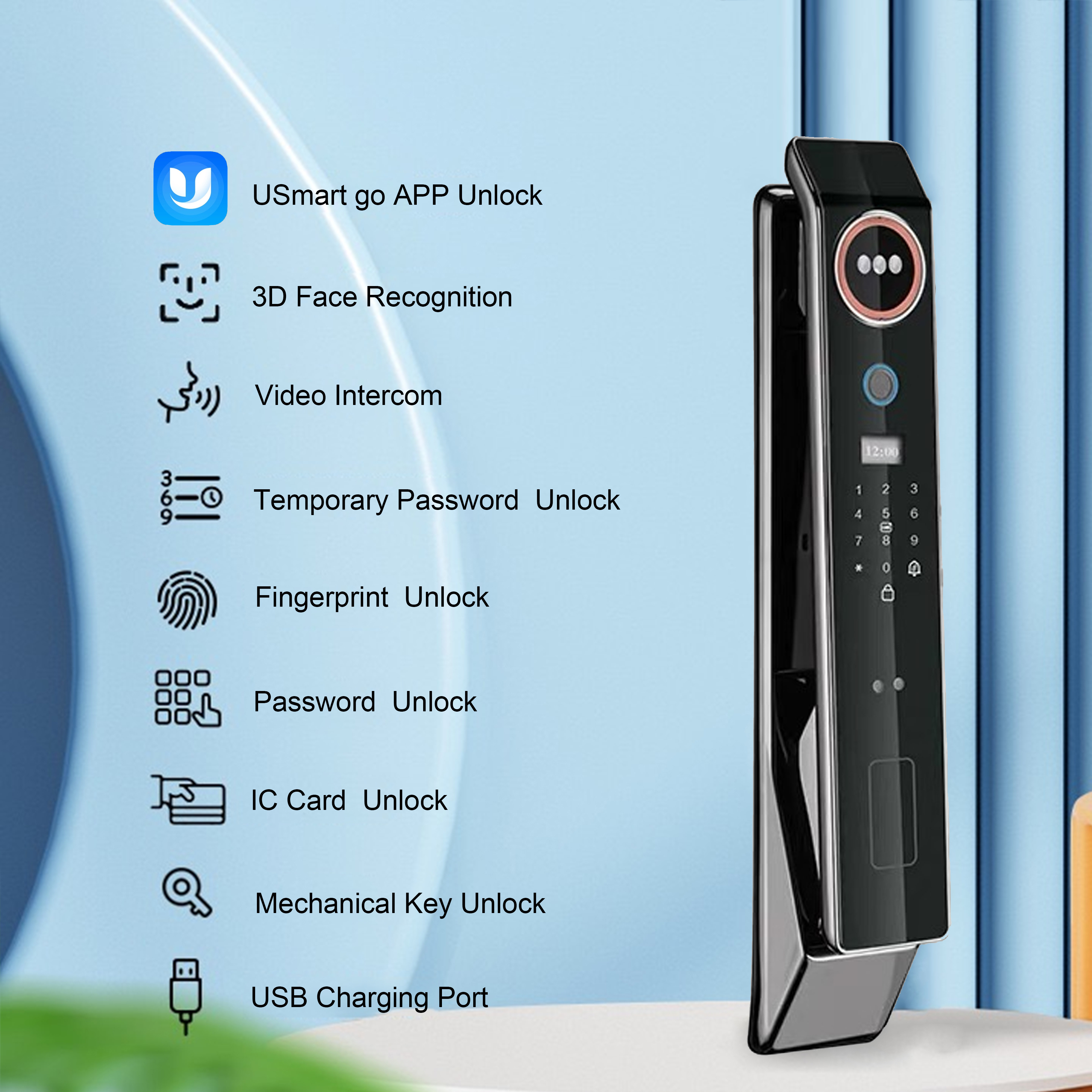 Smart Lock with camera Aluminum Alloy Lock New Automatic Face Recognition available door bell camera wifi video doorbell