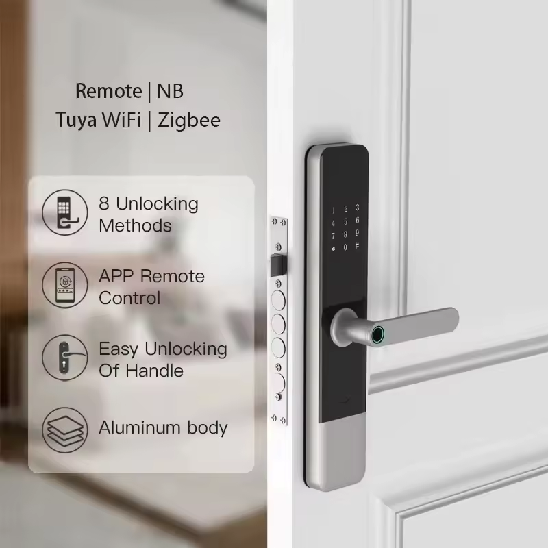 Factory Price Home Security Digital WiFi zigbee App Smart Door Lock Aluminum Fingerprint Inside Handle Tuya Smart Lock