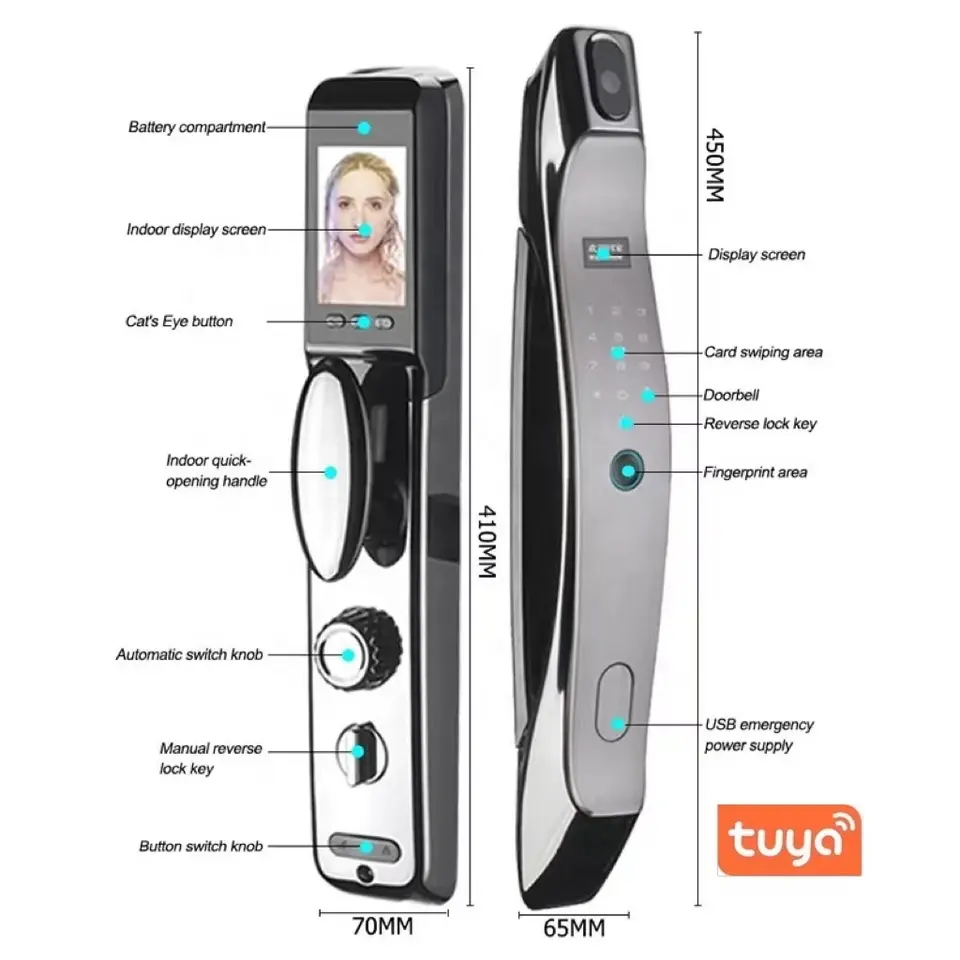 Professional Digital Tuya Intelligente Cerradura Wifi Security Wireless Waterproof Password Keyless Fingerprint Smart Door Locks