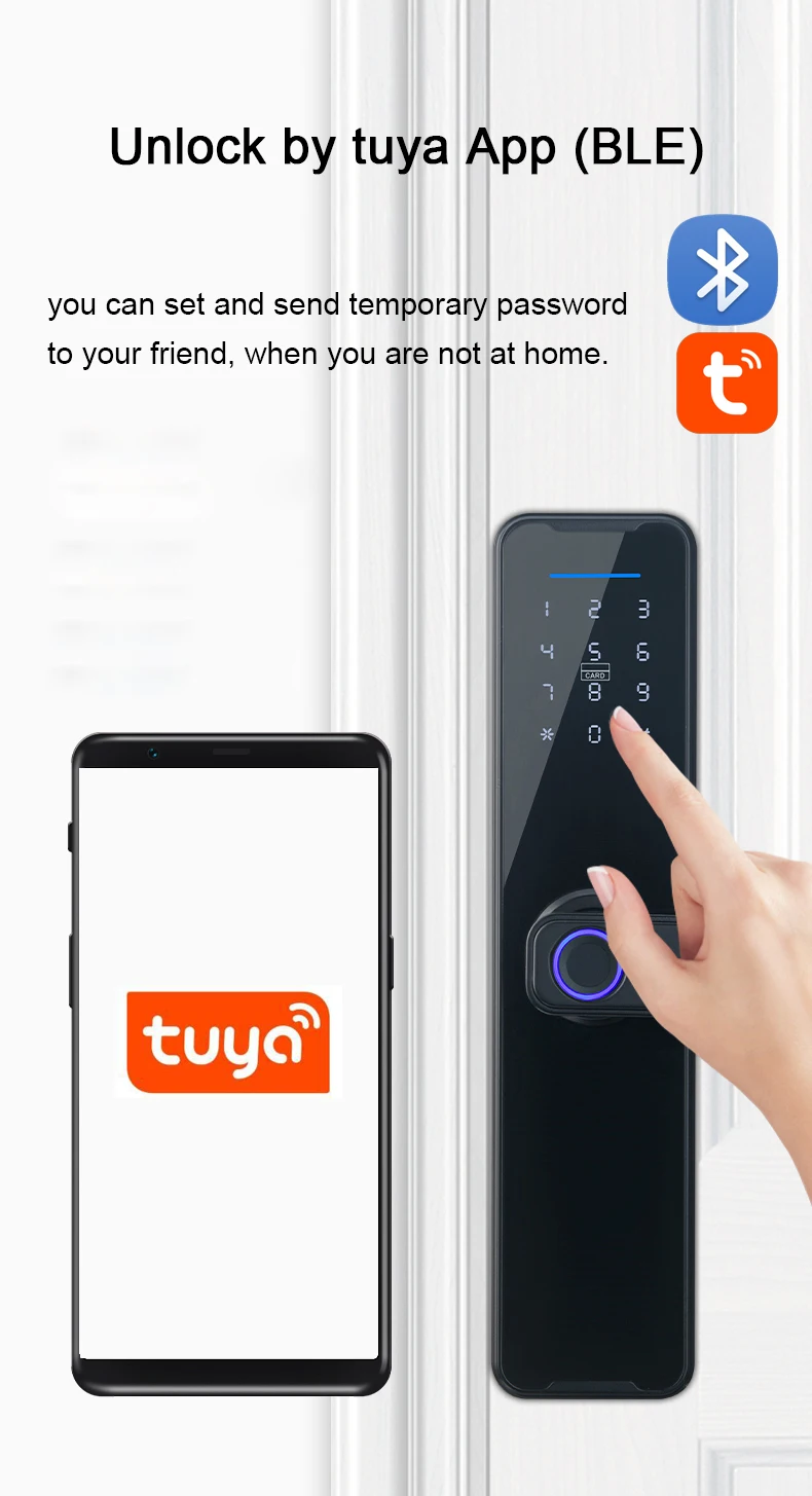 Home Security Fingerprint Digital Password Keyless Apartment Home Room Handle Lock APP Smart Door Lock