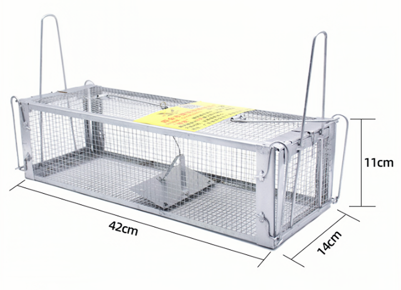 The two-door Wholesale reusable no kill transparent rat traps with handle live mouse cage made of iron mouse trap humane