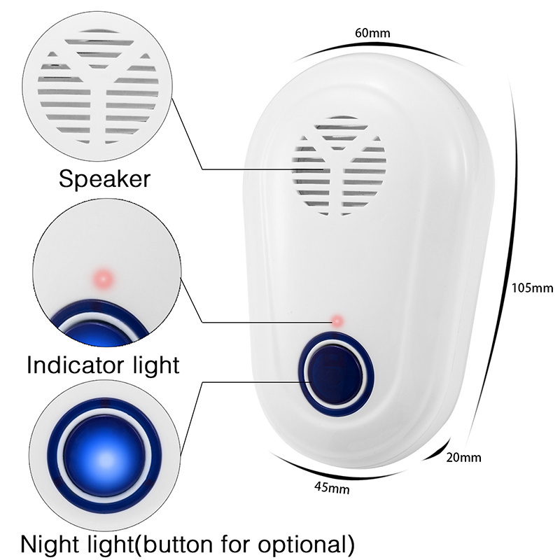 SAIJZEK.Hot Sale Pest Repeller Ultrasonic Plug in Anti Mosquito Cockroaches Spider Mouse Fly Rat Repellent Machine White + Blue