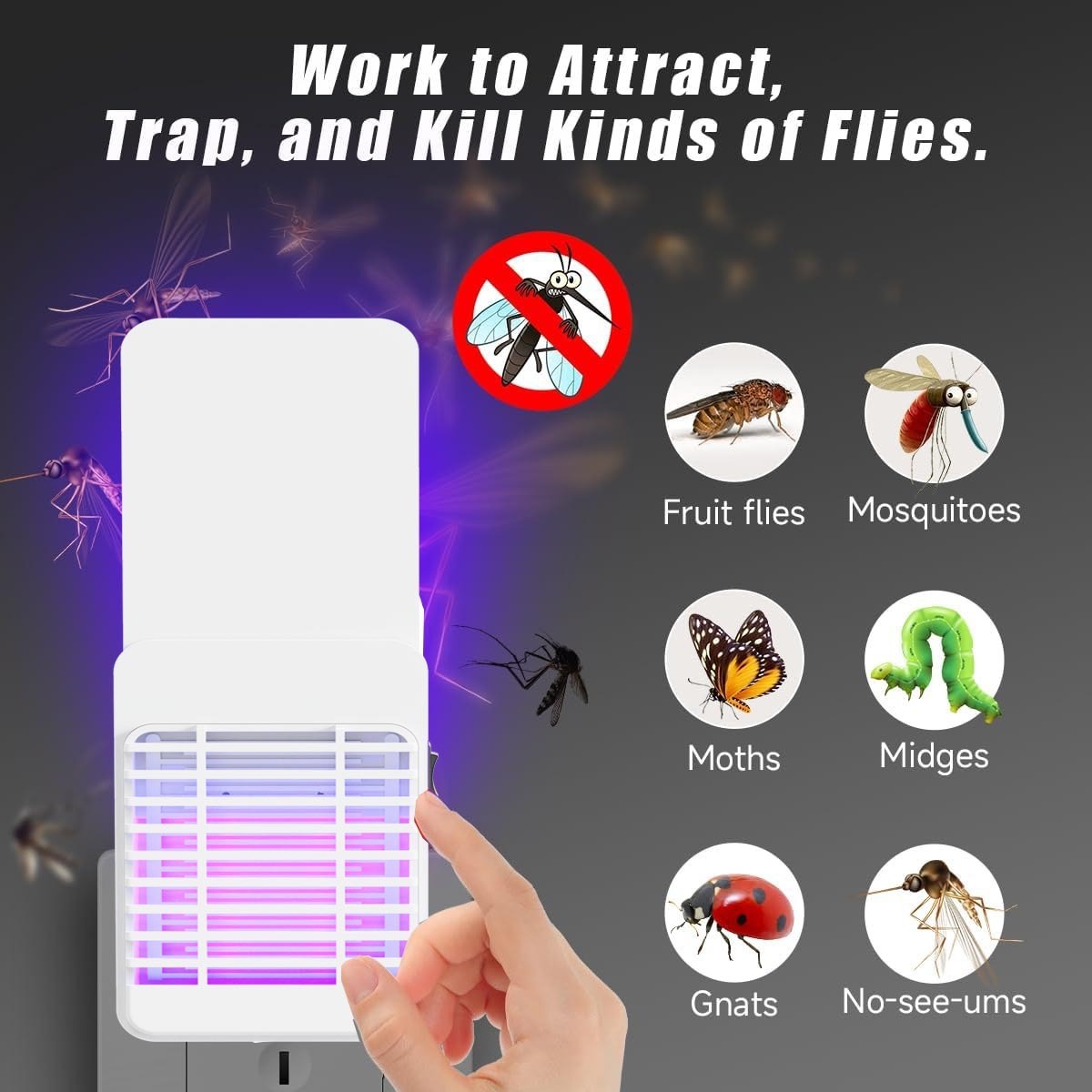 Saijzek Non-Toxic New luxury Flying Insect Trap Gnat Moths Catcher Sticky Fly Catch Trap  Uv Light Fly Trap Indoor